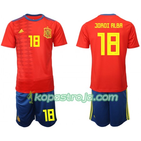 Billiga Fotbollströjor Spanien JORDI ALBA 18 Barn Hemma tröja 2019 Kortärmad
